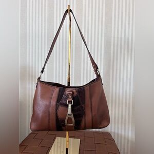 Etienne Aigner Vintage brown leather & suede patchwork shoulder bag